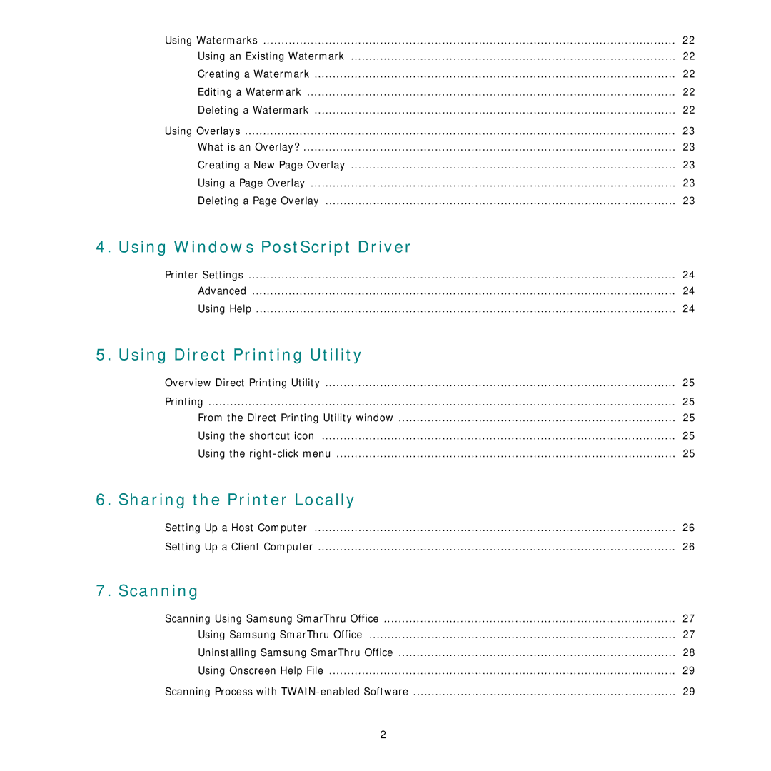 Samsung SCX-6555N Series manual Using Windows PostScript Driver 