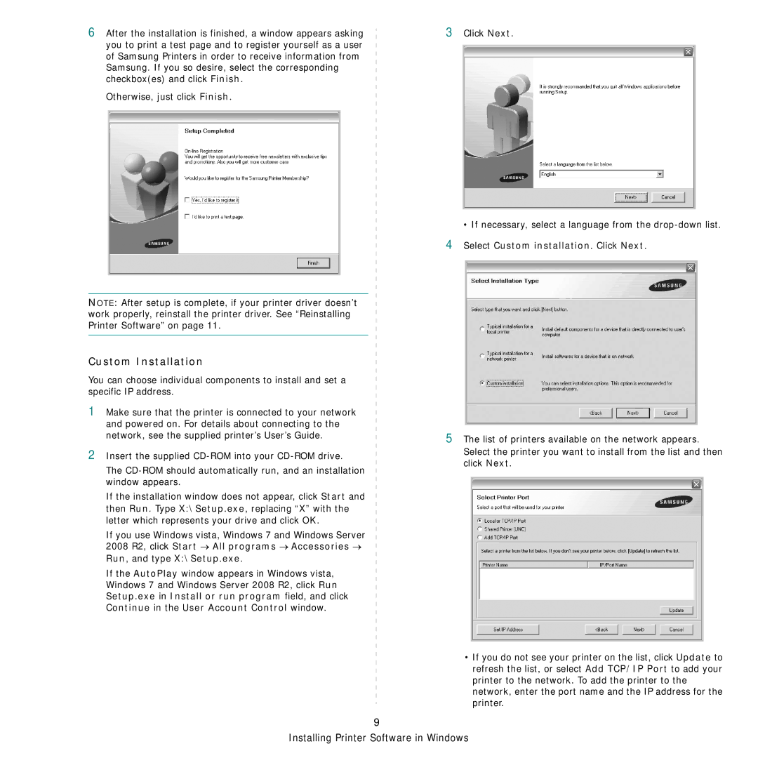 Samsung SCX-6555N Series manual Click Next 