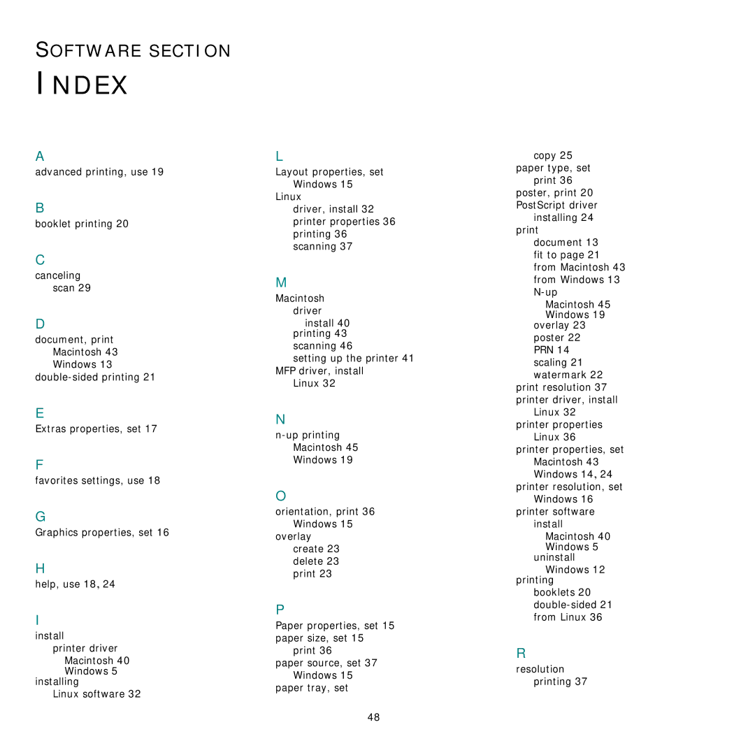 Samsung SCX-6555N Series manual Index 