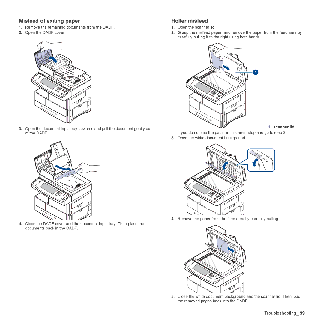 Samsung SCX-6555N Series manual Misfeed of exiting paper, Roller misfeed 