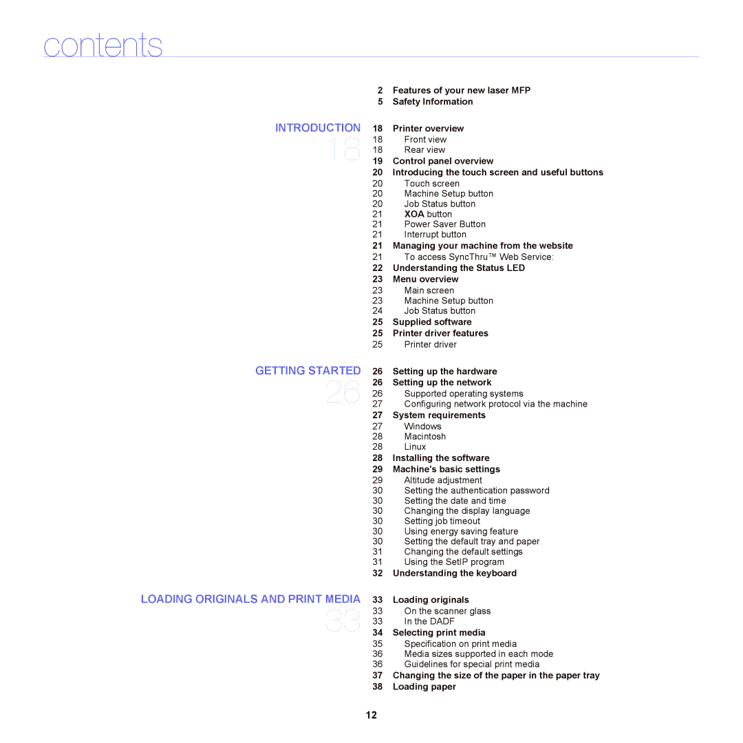 Samsung SCX-6555NX manual Contents 