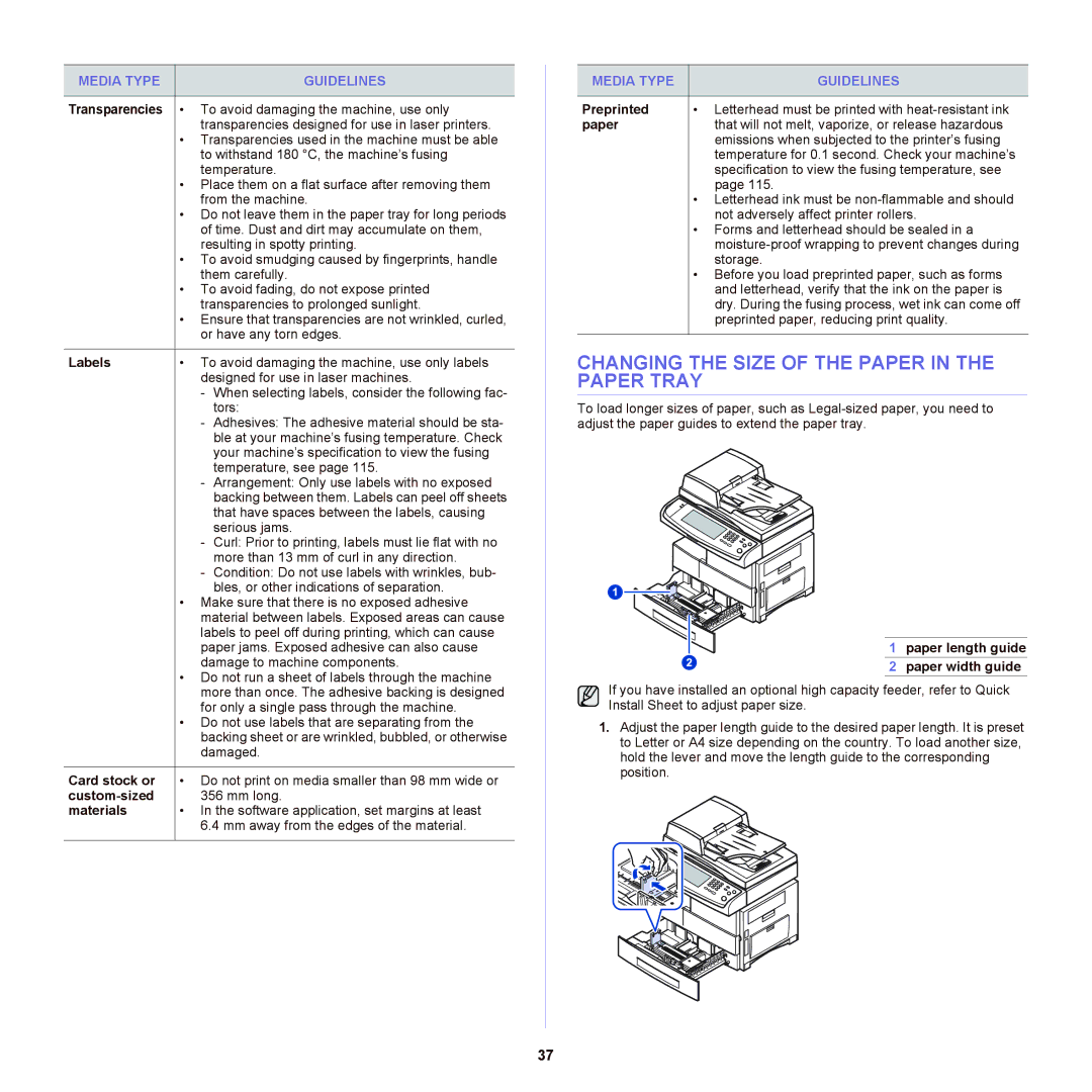 Samsung SCX-6555NX manual Changing the Size of the Paper in the Paper Tray 