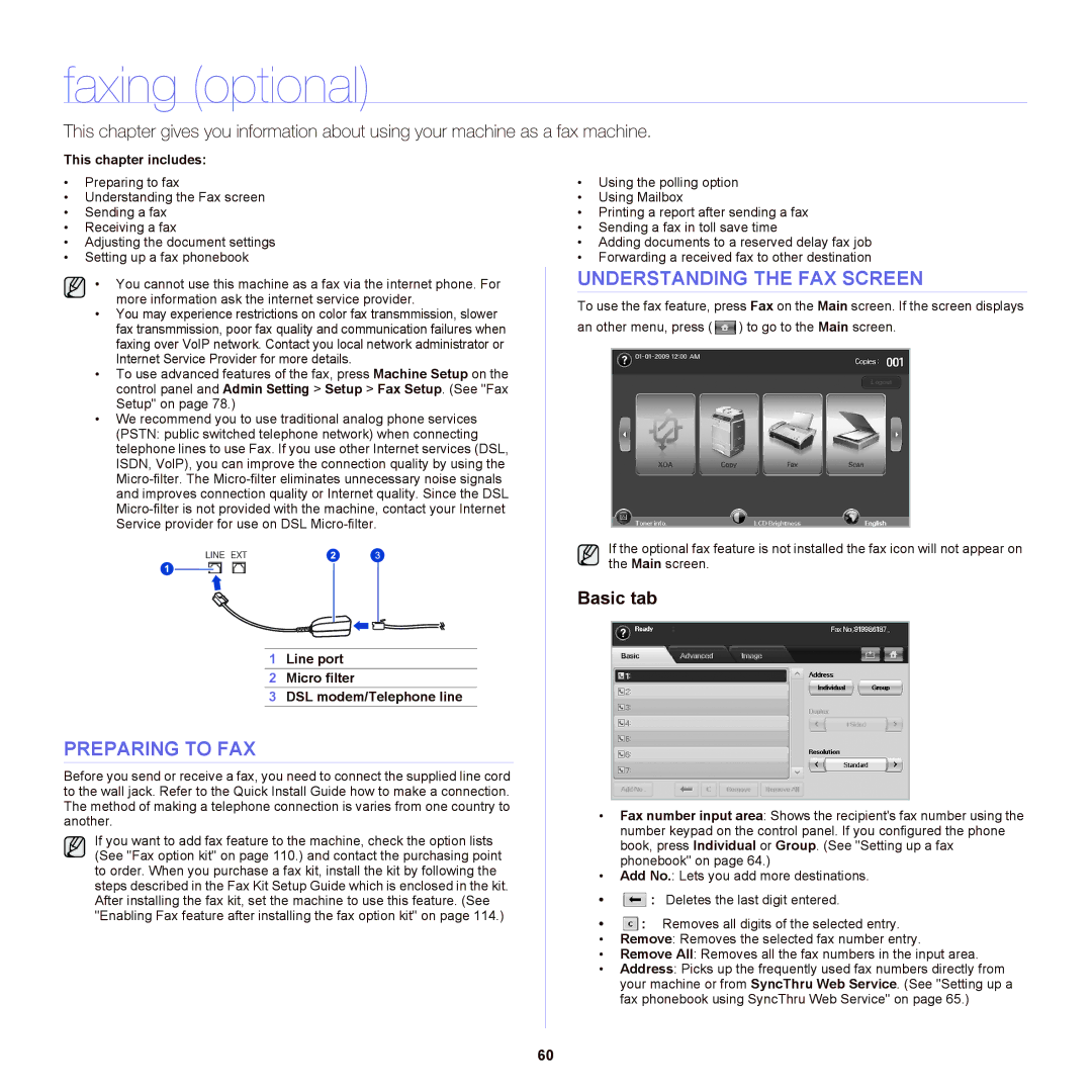 Samsung SCX-6555NX manual Faxing optional, Preparing to FAX, Understanding the FAX Screen 