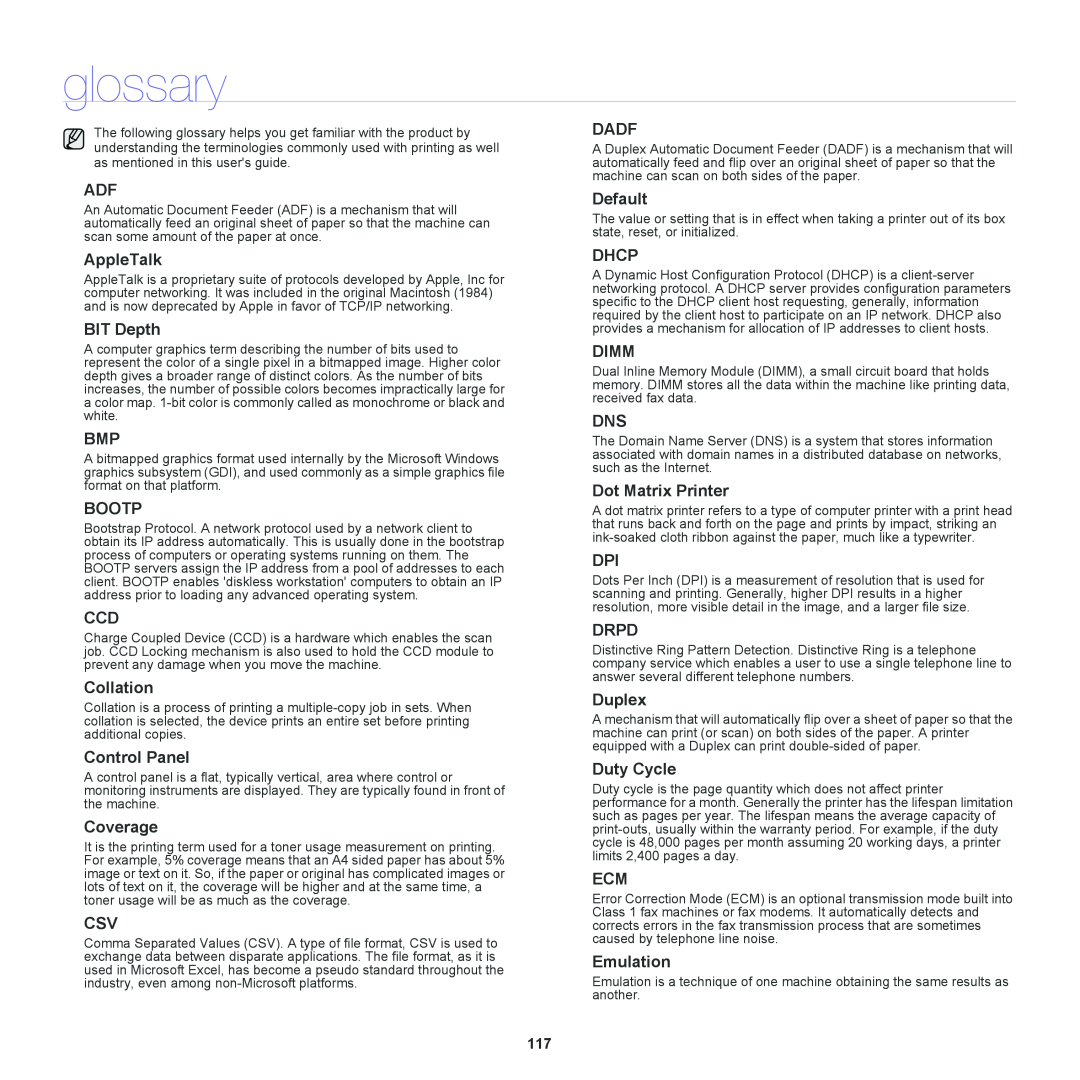 Samsung SCX-6555NX manual glossary 