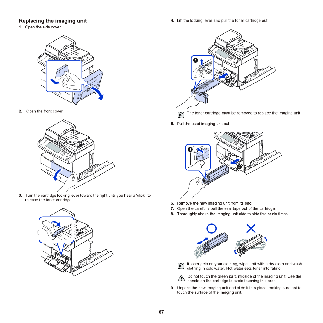 Samsung SCX-6555NX manual Replacing the imaging unit 