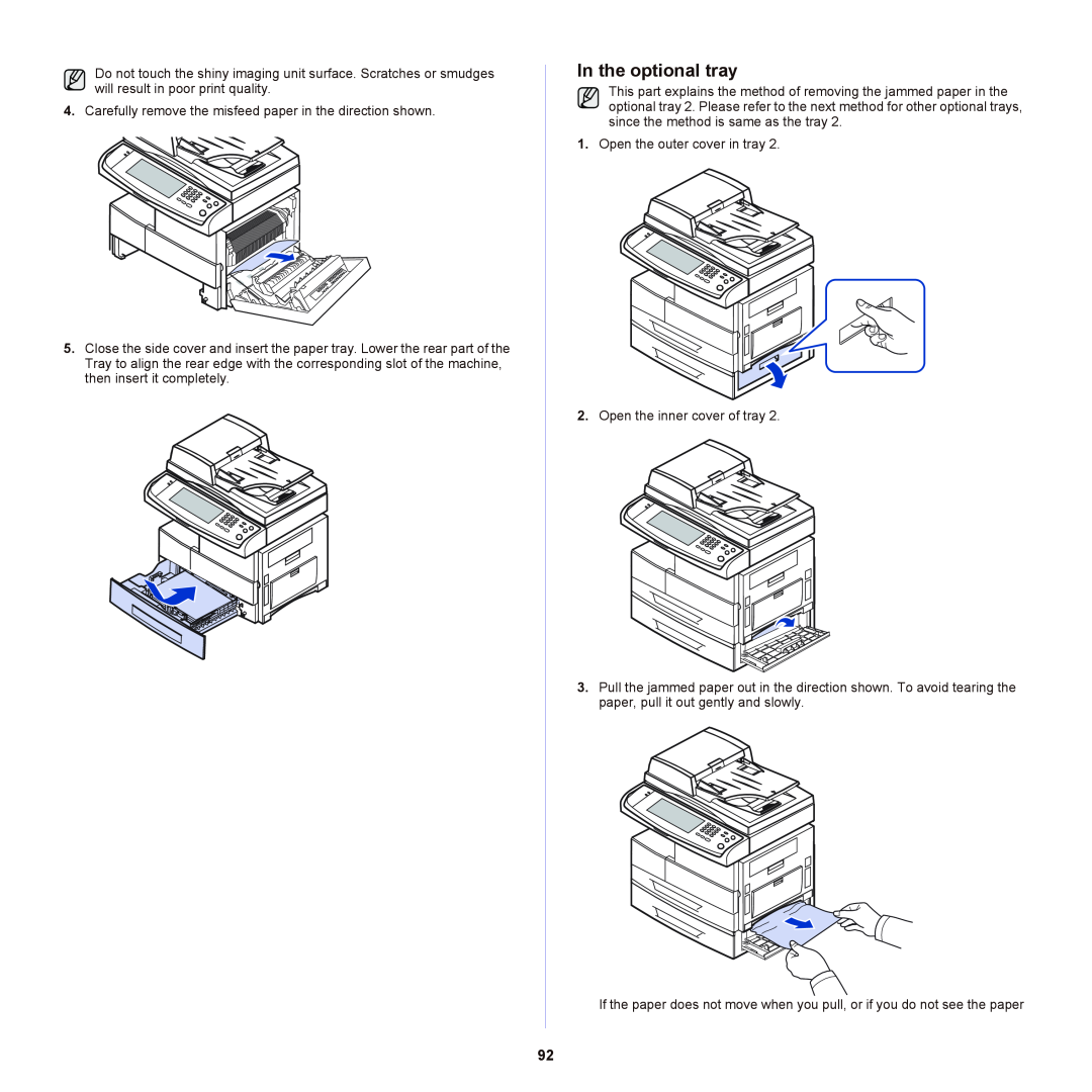 Samsung SCX-6555NX manual In the optional tray 