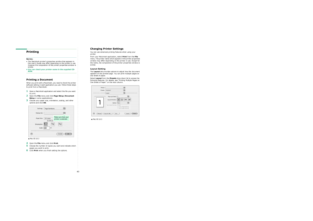 Samsung SCX-6x22 manual Printing a Document, Changing Printer Settings, Layout Setting 