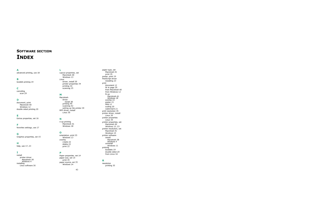 Samsung SCX-6x22 manual Index 