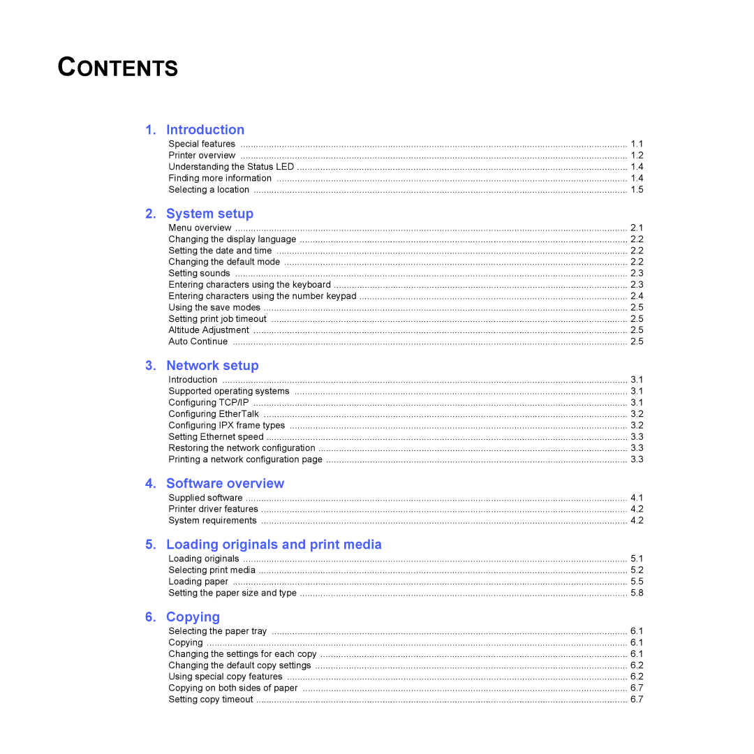 Samsung SCX-6x22 manual Contents 