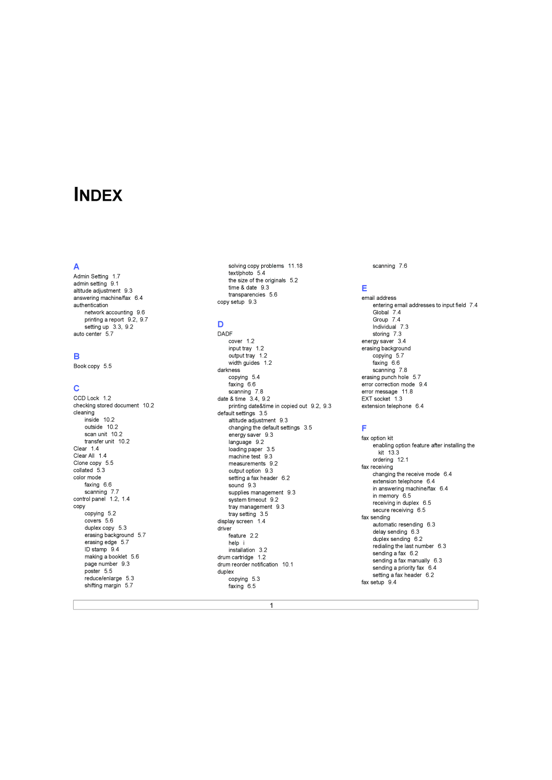 Samsung SCX-6X45 manual Index 