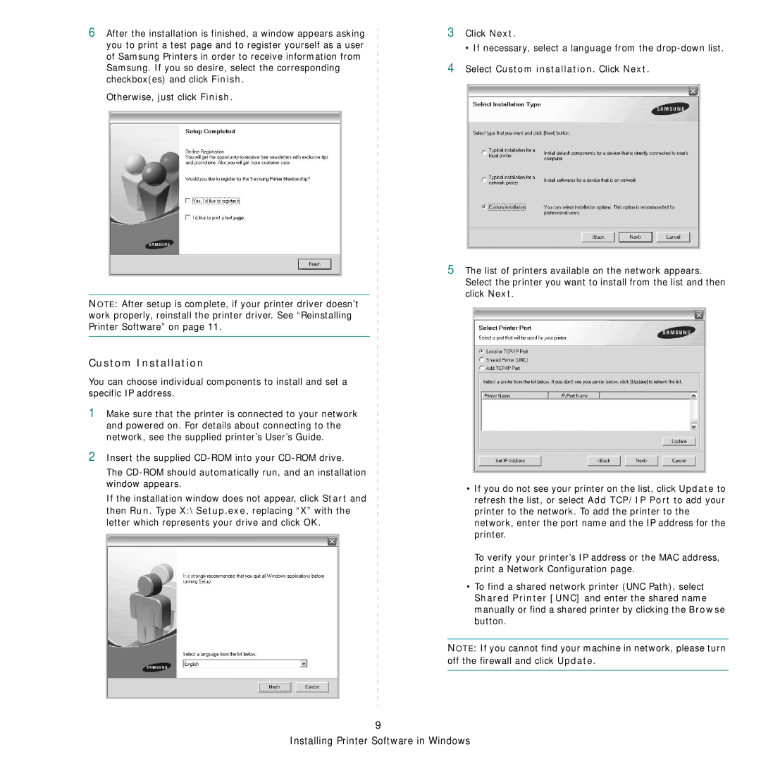 Samsung SCX-6X45 manual Otherwise, just click Finish Click Next 