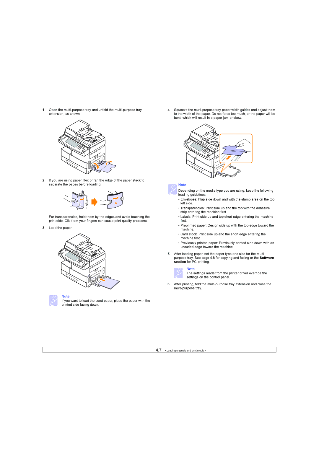 Samsung SCX-6X45 manual Loading originals and print media 