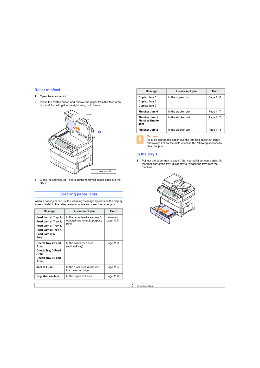 Samsung SCX-6X45 manual Clearing paper jams, Roller misfeed 