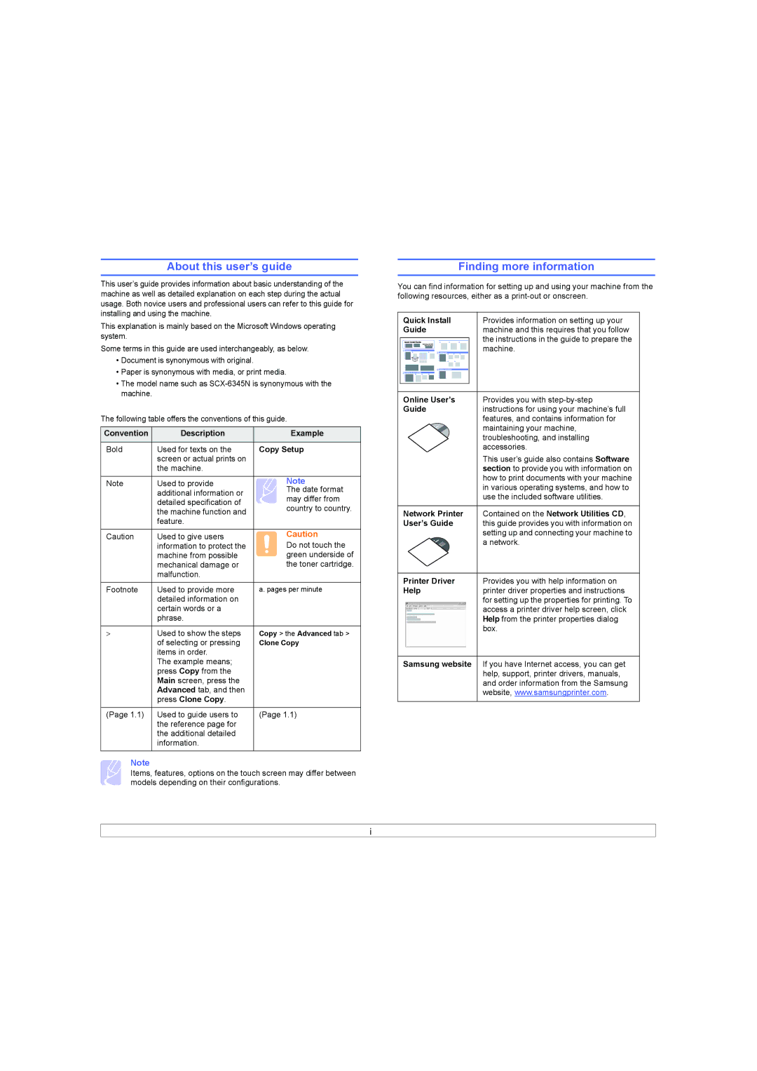 Samsung SCX-6X45 manual About this user’s guide, Finding more information 