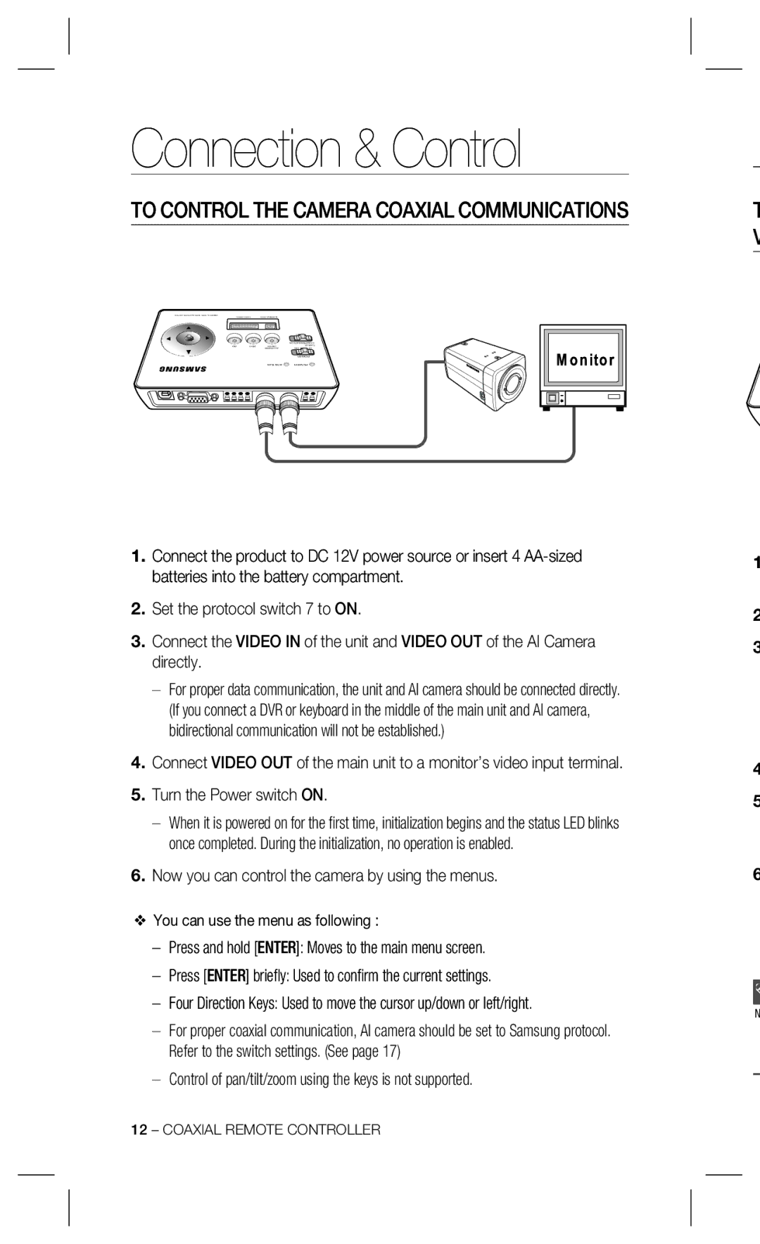 Samsung SCX-RD100 user manual Connection & Control, To Control the Camera Coaxial Communications 