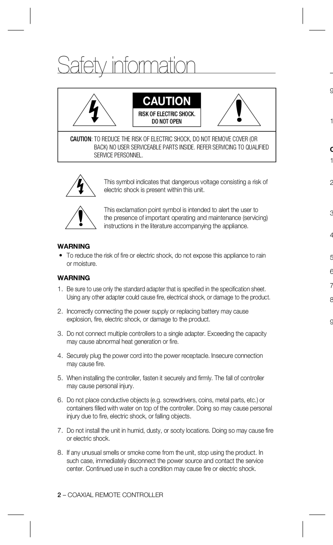 Samsung SCX-RD100 user manual Safety information, Risk of Electric Shock Do not Open 