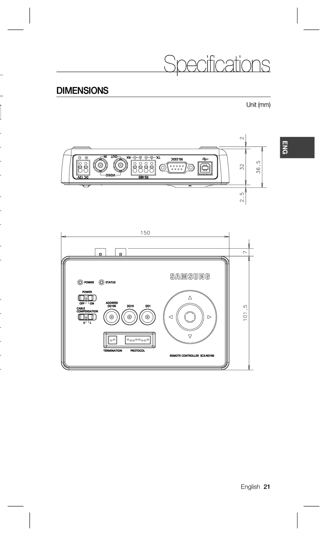 Samsung SCX-RD100 user manual Dimensions 