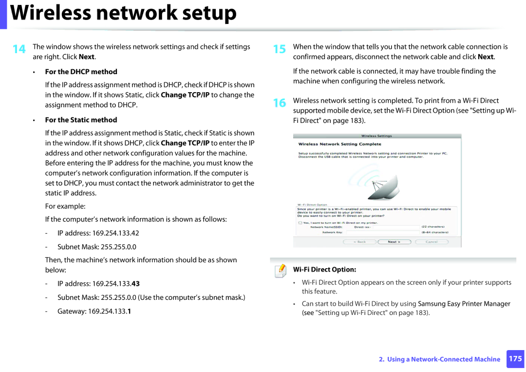 Samsung SCX-3405FW, SCX3405FWXAC manual For the Dhcp method, For the Static method 