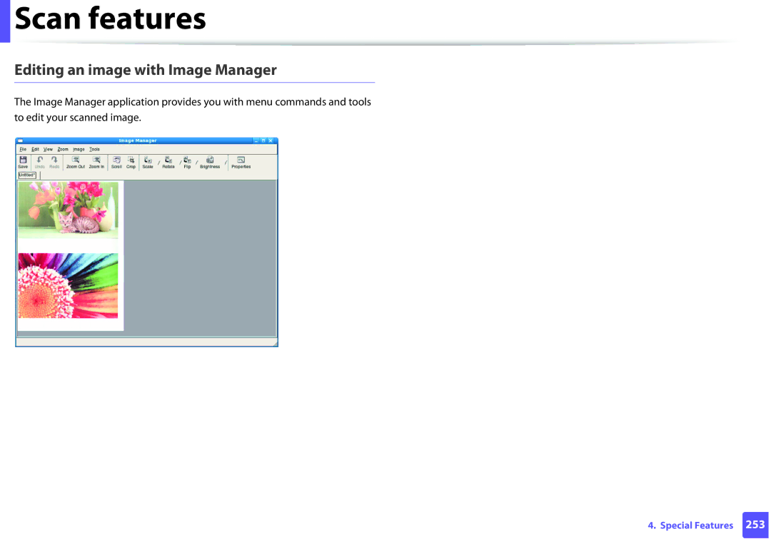 Samsung SCX-3405FW, SCX3405FWXAC manual Editing an image with Image Manager 