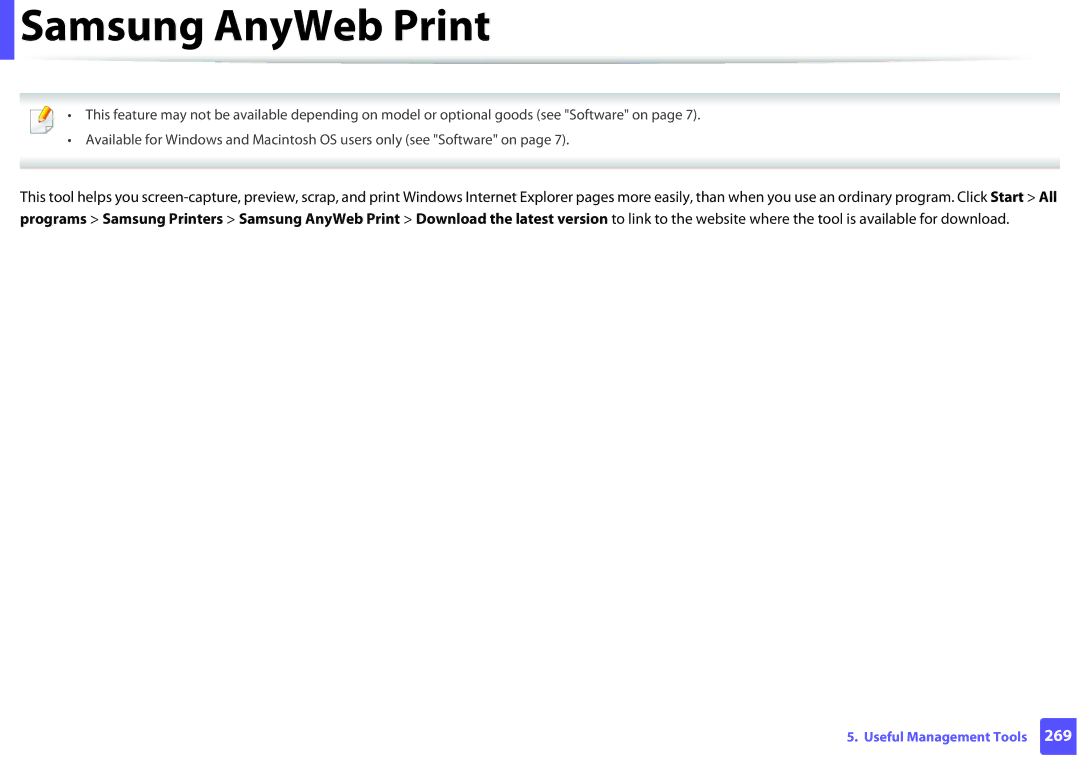 Samsung SCX-3405FW, SCX3405FWXAC manual Samsung AnyWeb Print 