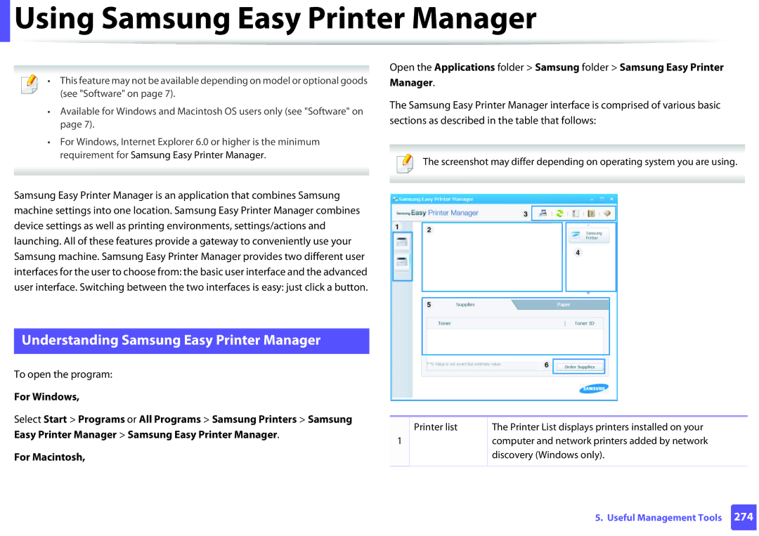 Samsung SCX3405FWXAC Using Samsung Easy Printer Manager, Understanding Samsung Easy Printer Manager, To open the program 