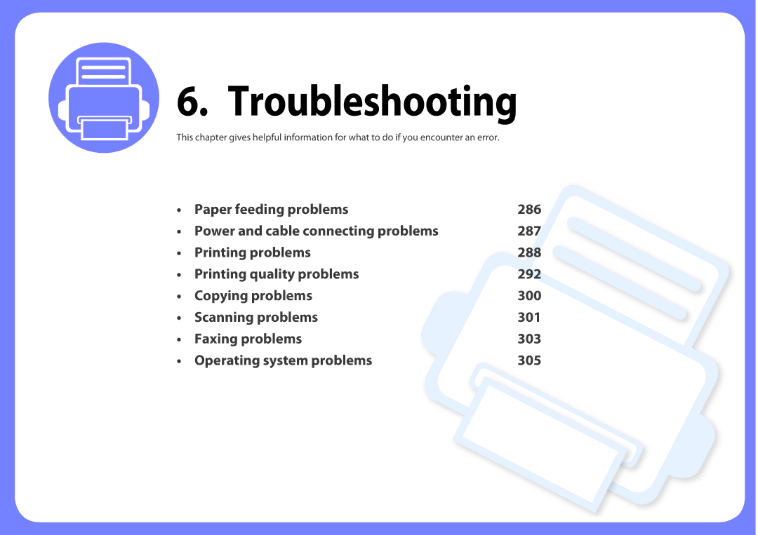 Samsung SCX-3405FW, SCX3405FWXAC manual Troubleshooting 