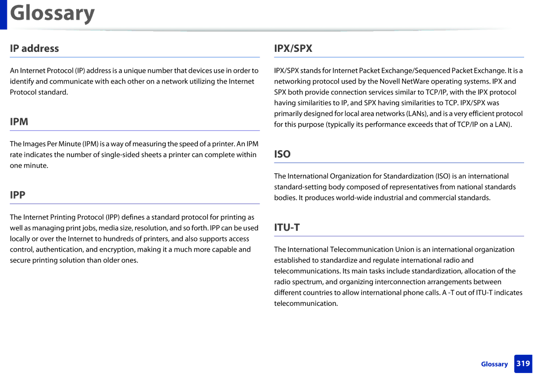 Samsung SCX-3405FW, SCX3405FWXAC manual IP address, Ipx/Spx 