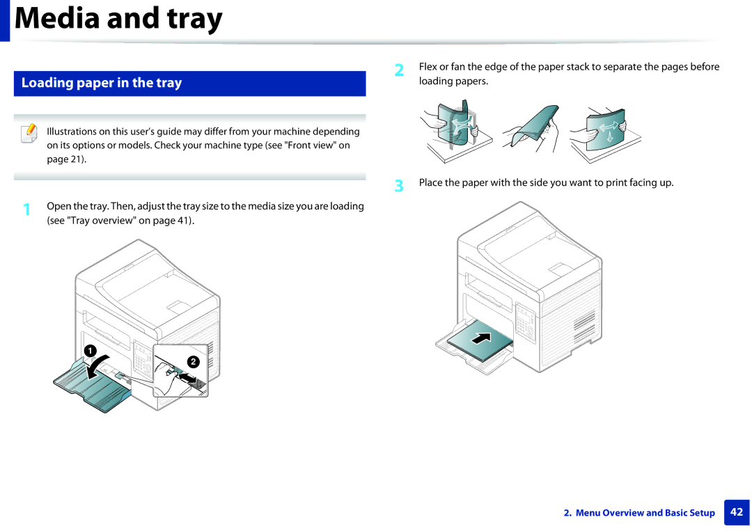 Samsung SCX3405FWXAC, SCX-3405FW manual Loading paper in the tray 