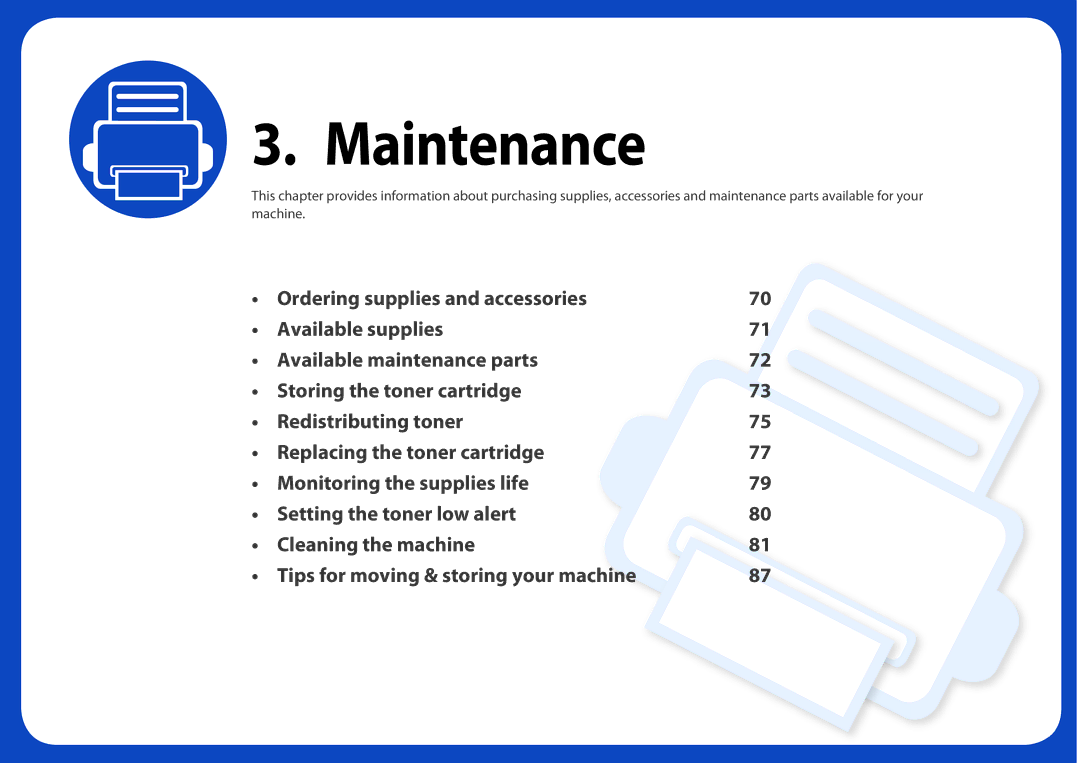 Samsung SCX-3405FW, SCX3405FWXAC manual Maintenance 