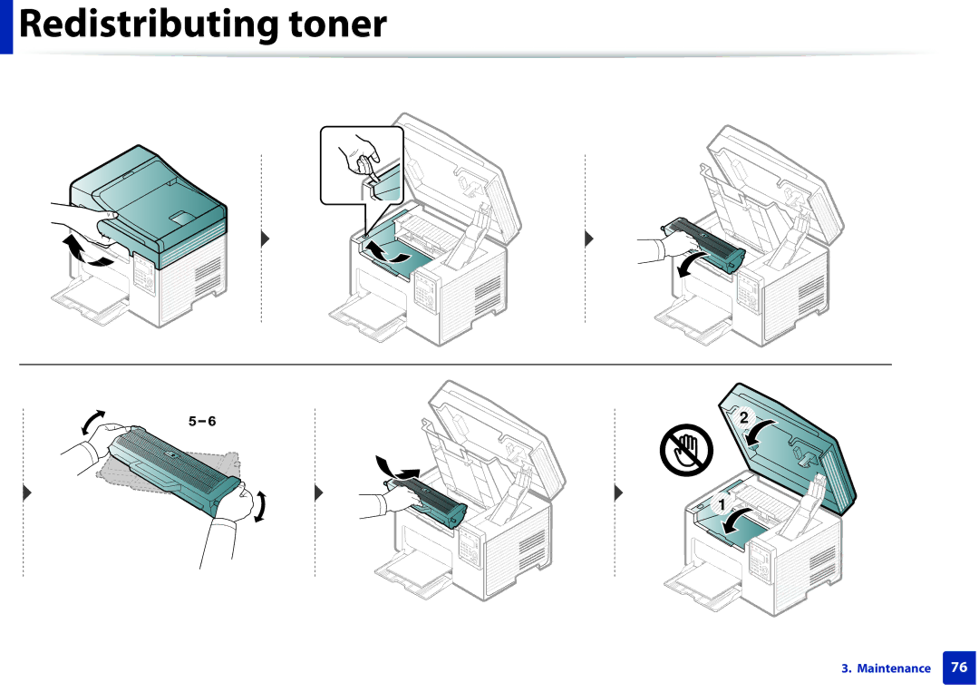 Samsung SCX3405FWXAC, SCX-3405FW manual Redistributing toner 