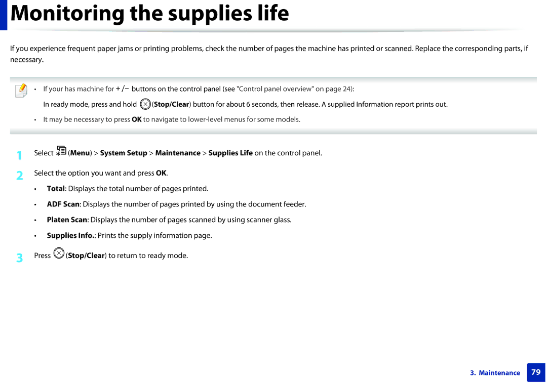 Samsung SCX-3405FW, SCX3405FWXAC manual Monitoring the supplies life 