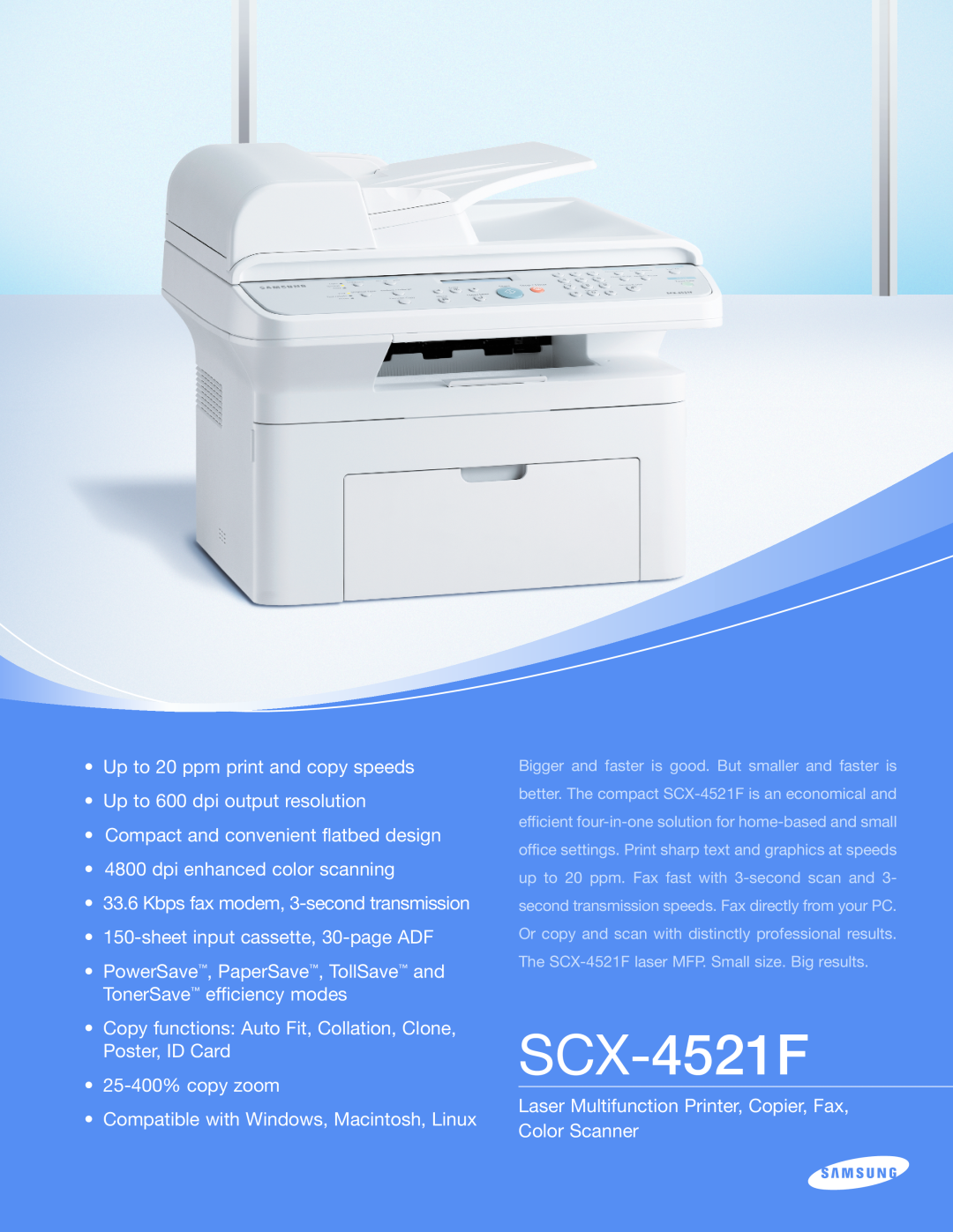 Samsung SCX4521F manual SCX-4521F 