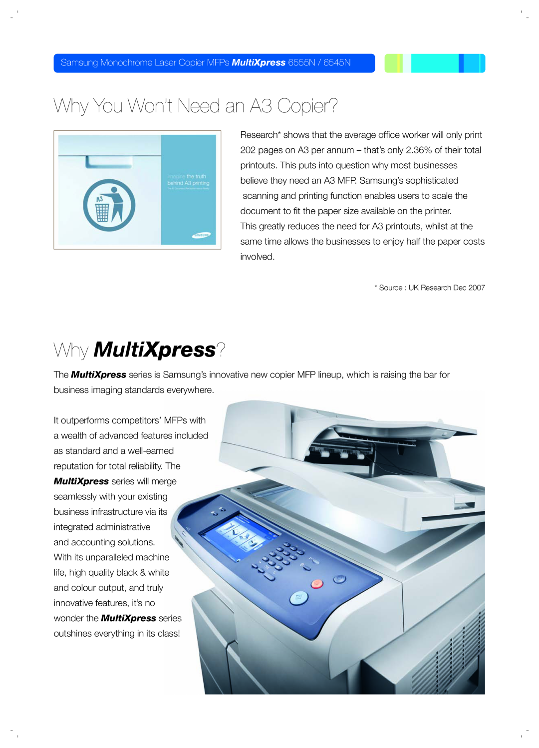 Samsung SCXFIN20S manual Why You Won’t Need an A3 Copier?, Why MultiXpress? 