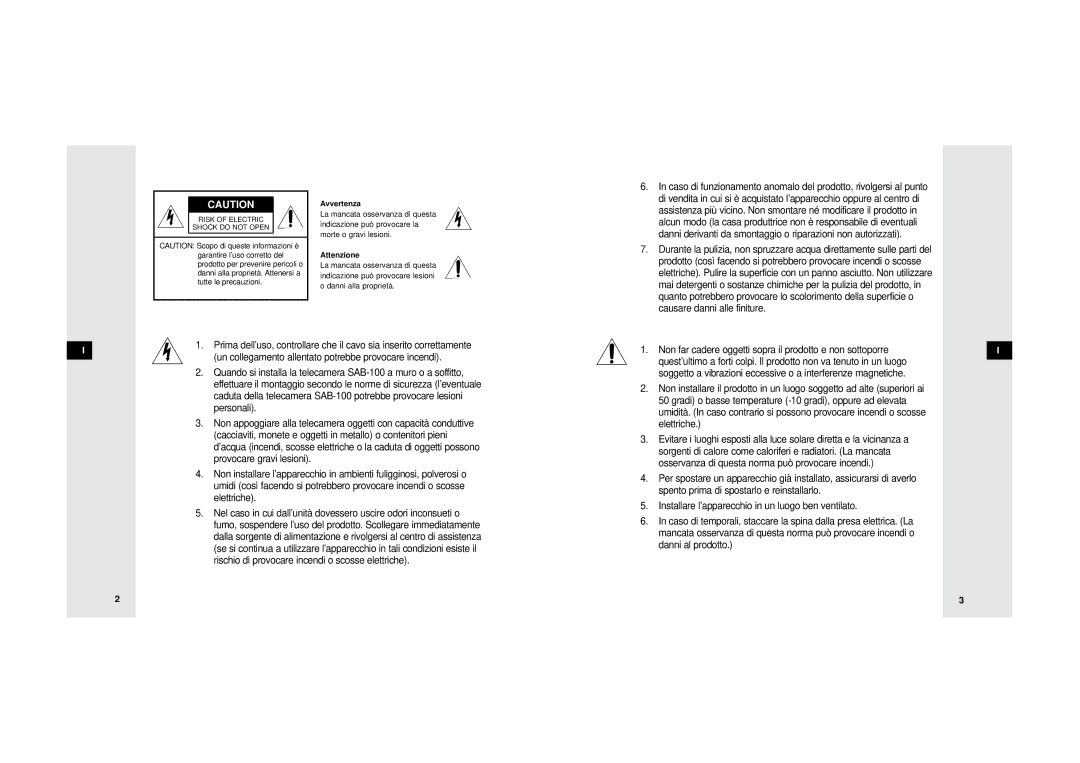 Samsung SDB-100/W manual Un collegamento allentato potrebbe provocare incendi 