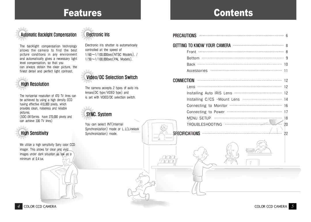 Samsung SDC-311 SERIES, SDC-241 SERIES instruction manual Features Contents 