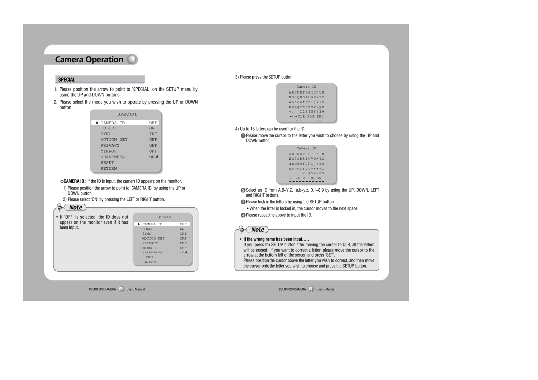 Samsung SDC-415 instruction manual Special 