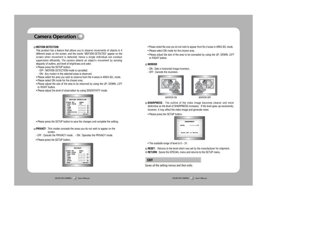 Samsung SDC-415 instruction manual Exit 