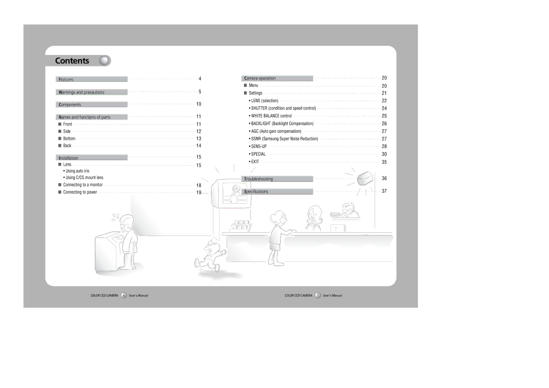 Samsung SDC-415 instruction manual Contents 