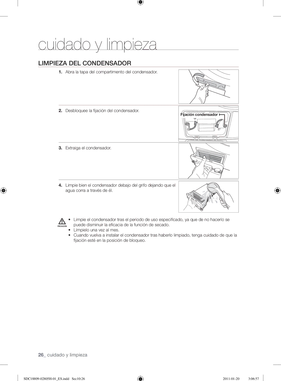 Samsung SDC18809/XEF, SDC18809/XEC manual Fijación condensador 