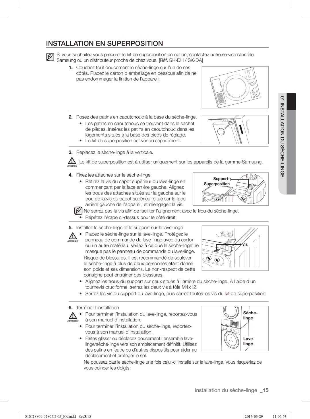 Samsung SDC3C801/XEF, SDC18809/XEF manual Installation EN Superposition 