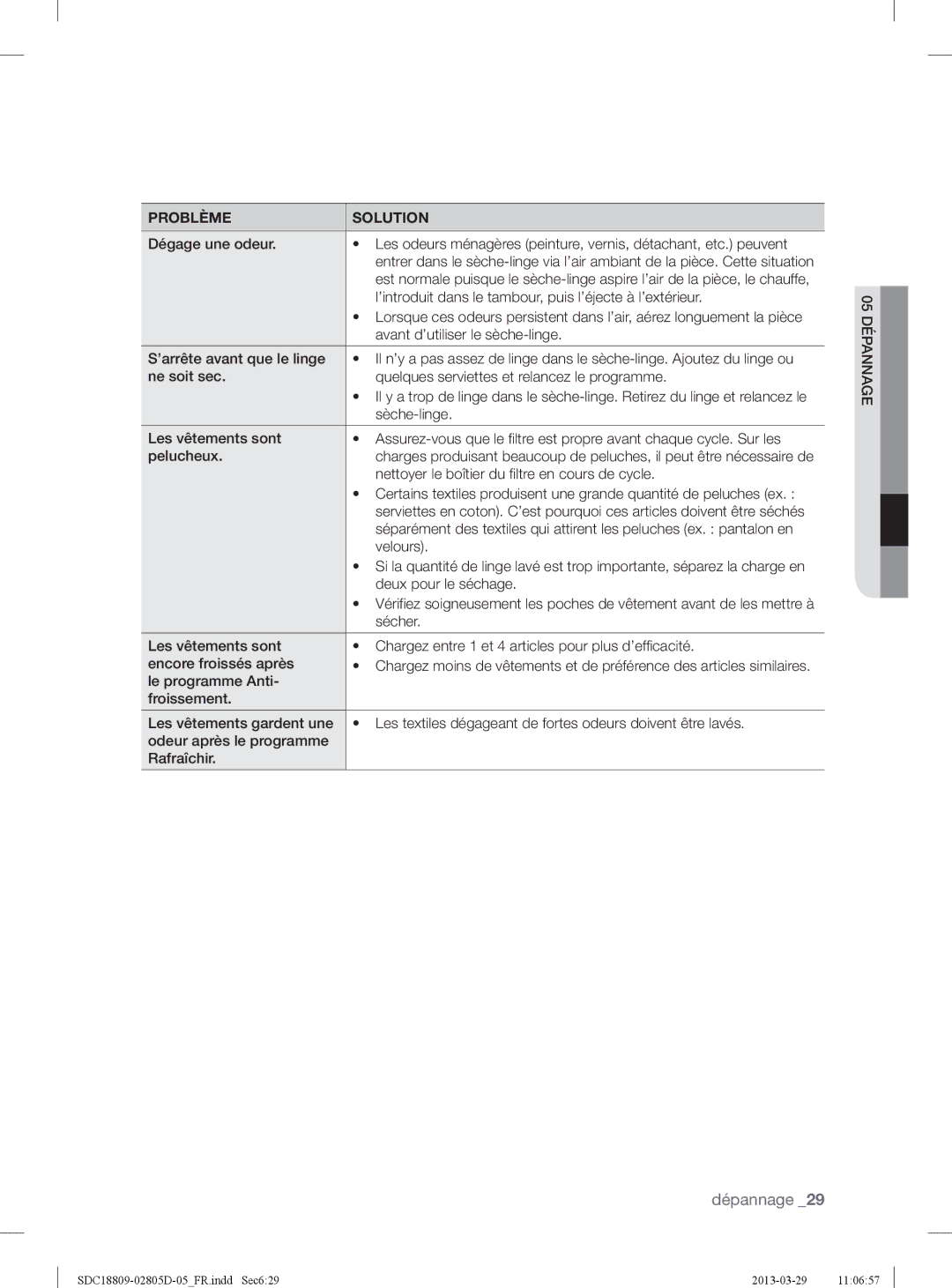 Samsung SDC3C801/XEF ’introduit dans le tambour, puis l’éjecte à l’extérieur, Avant d’utiliser le sèche-linge, Sèche-linge 