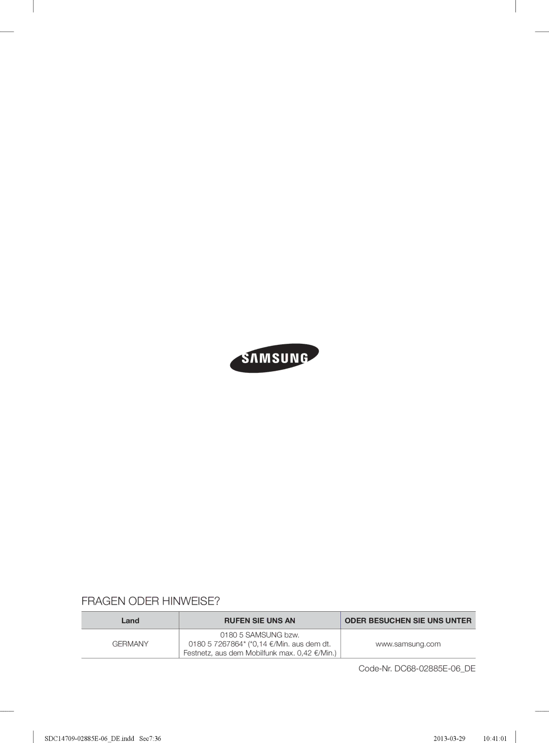 Samsung SDC35802/XEG, SDC35702/XEG manual Fragen Oder HINWEISE? 