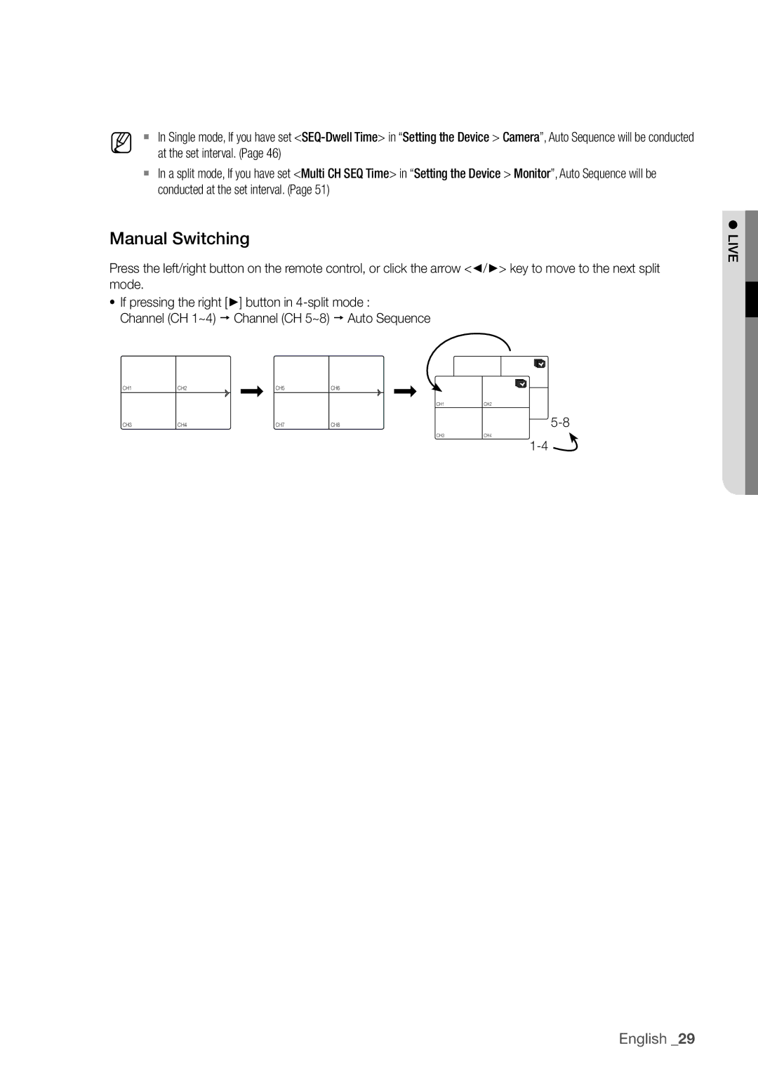 Samsung SDC5440BC user manual Manual Switching 