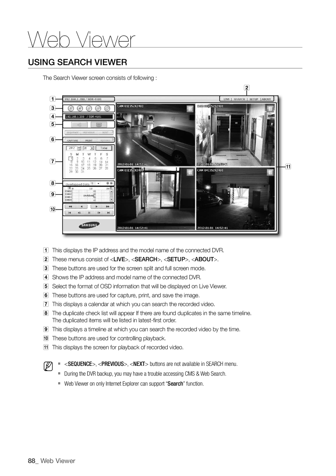 Samsung SDC5440BC user manual USing SeArch VieWer 