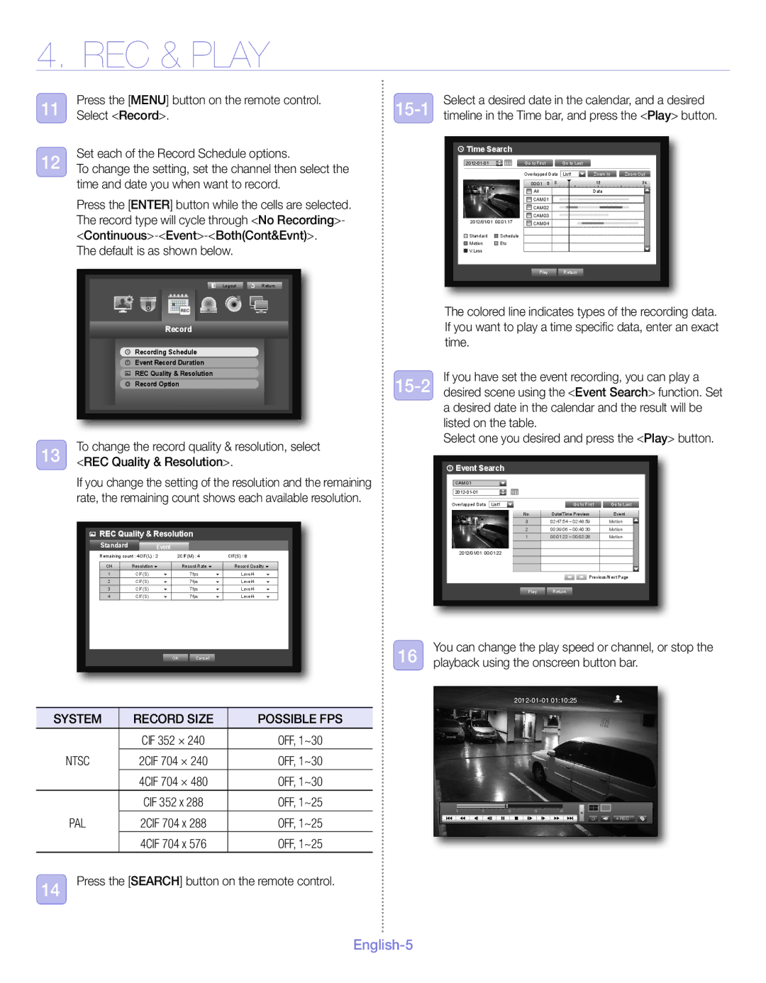 Samsung EZ View Kit REC & Play, 15-1, 15-2, Default is as shown below, Press the Search button on the remote control 