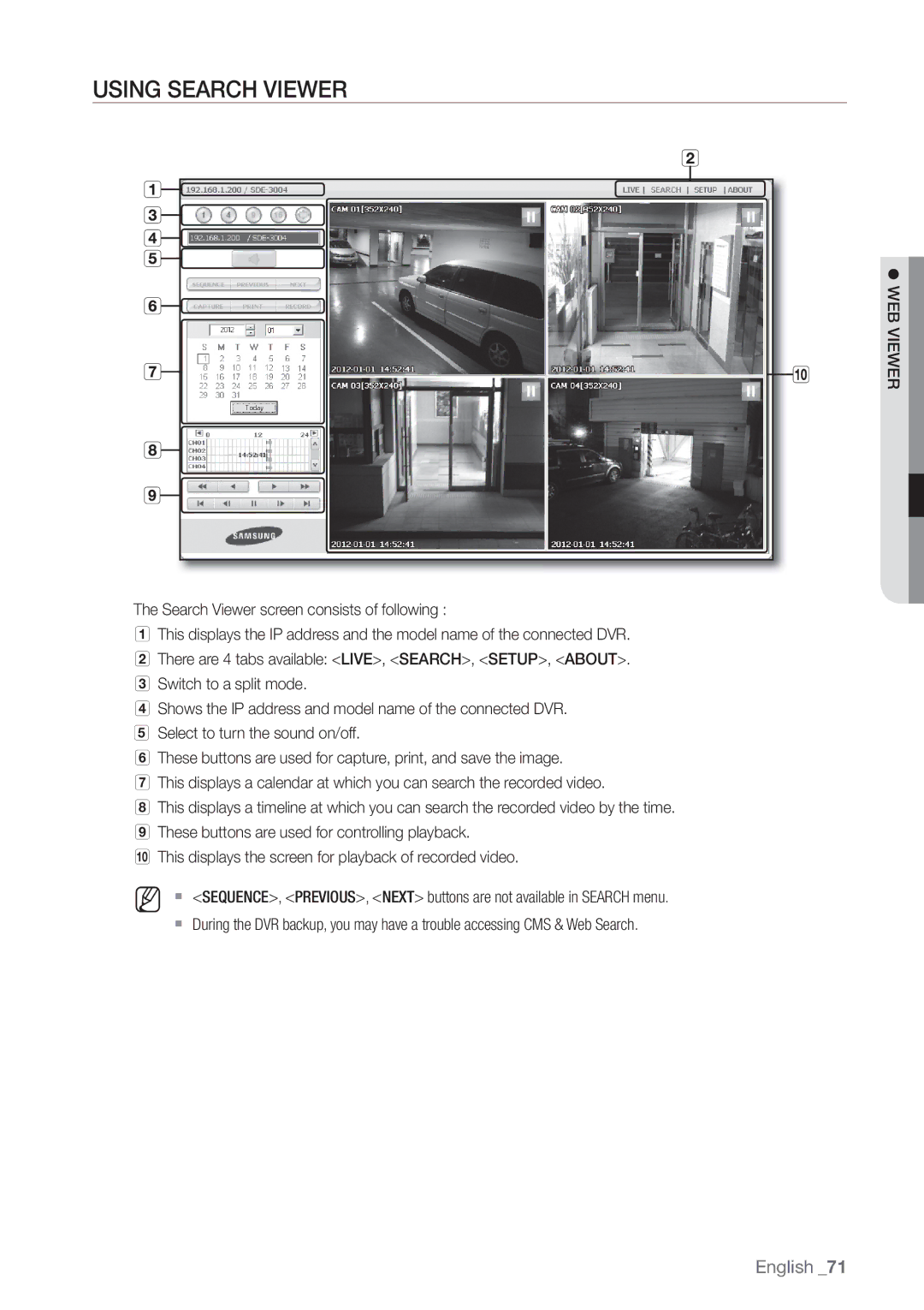 Samsung SDE3004, SDE-3004 user manual Using Search Viewer 