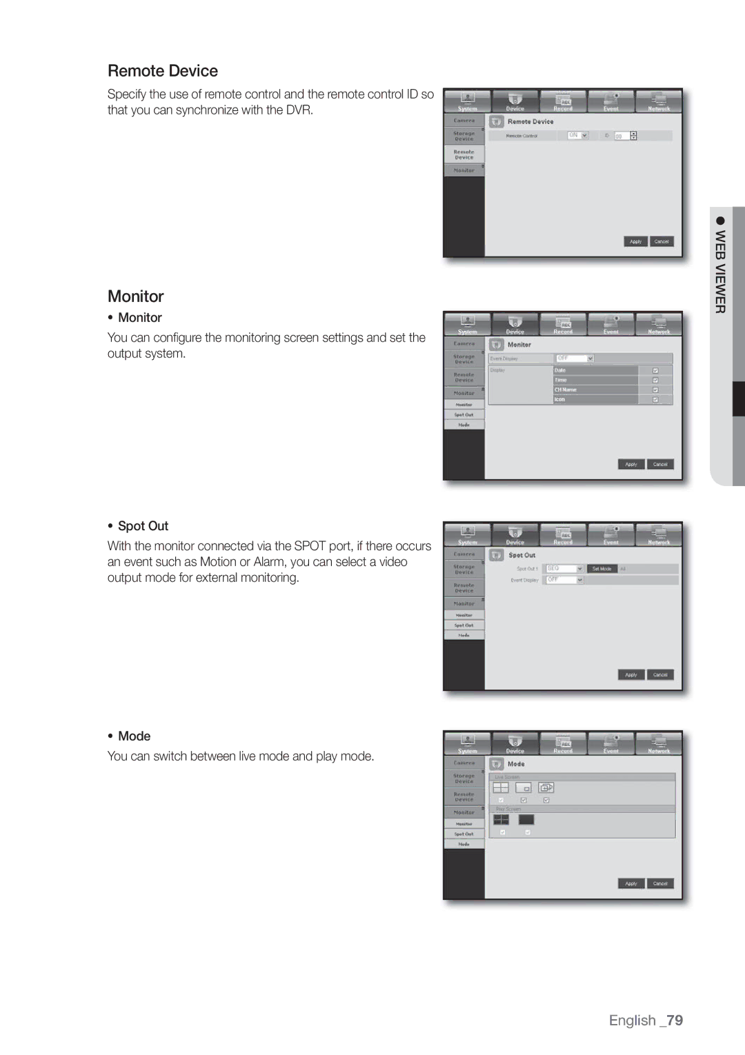 Samsung SDE3004, SDE-3004 user manual Remote Device, Monitor 