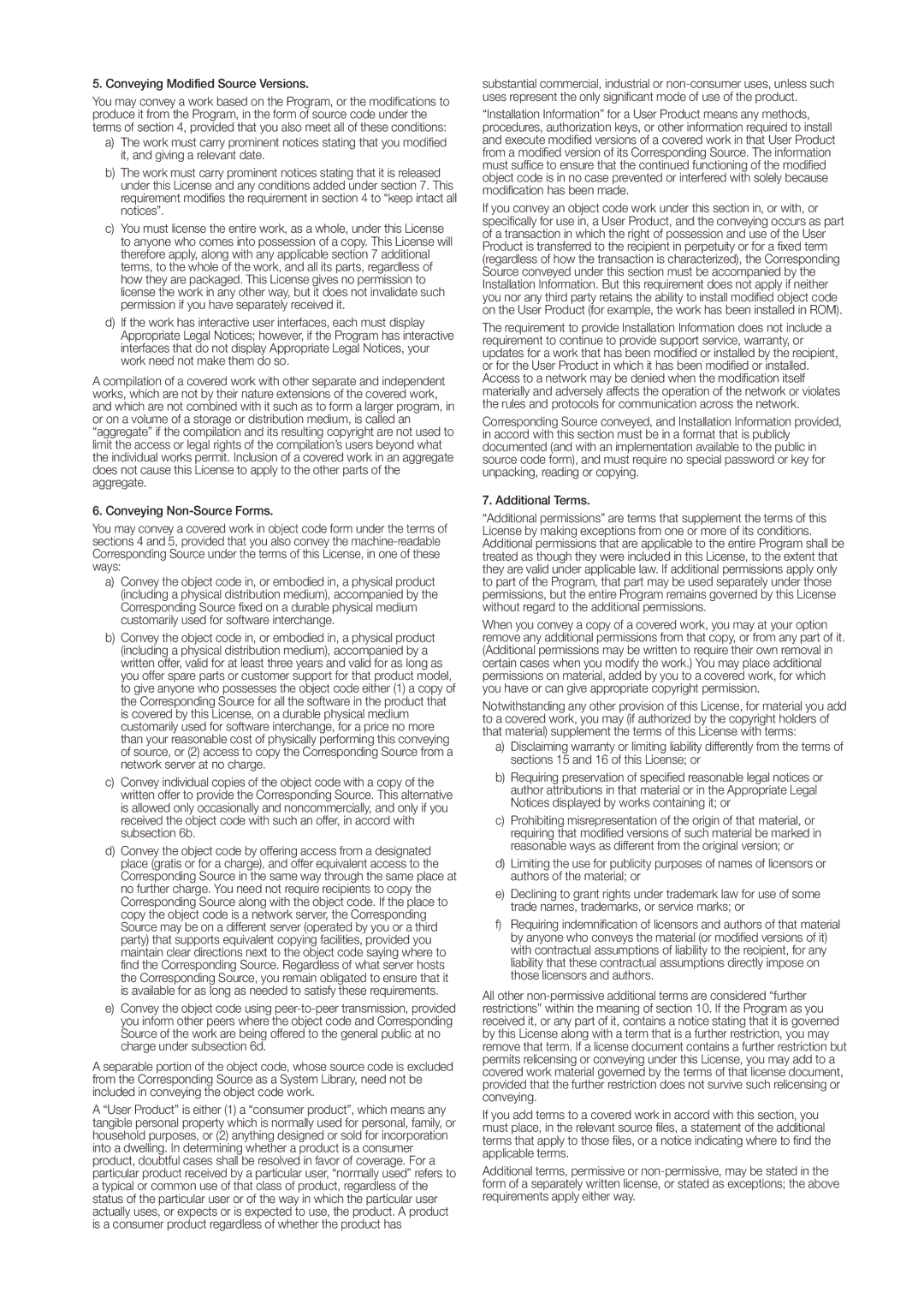 Samsung SDE3004, SDE-3004 user manual Conveying Modified Source Versions 