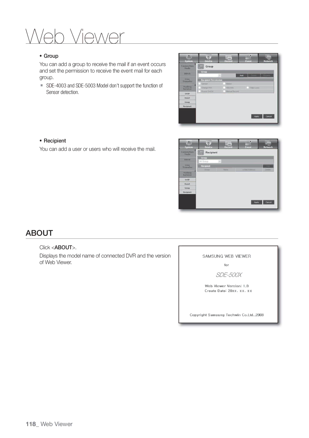 Samsung SDE-5003, SDE5003, SDE-500X, SDE-400X user manual About 