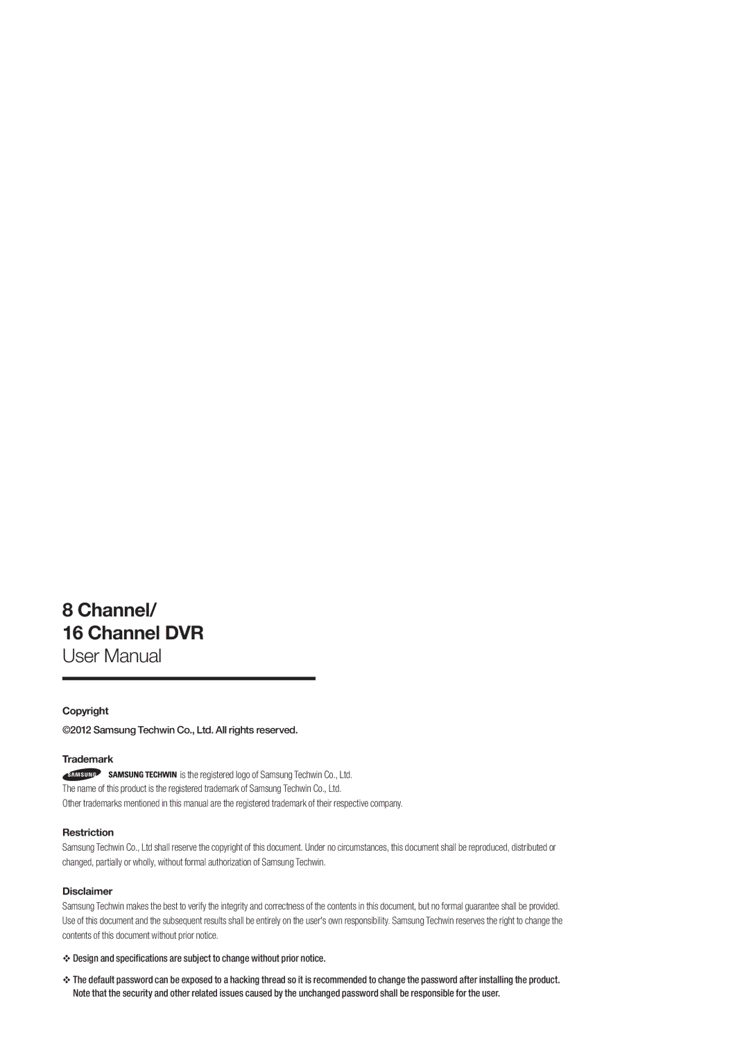 Samsung SDE-5003, SDE5003, SDE-500X, SDE-400X user manual Channel Channel DVR 